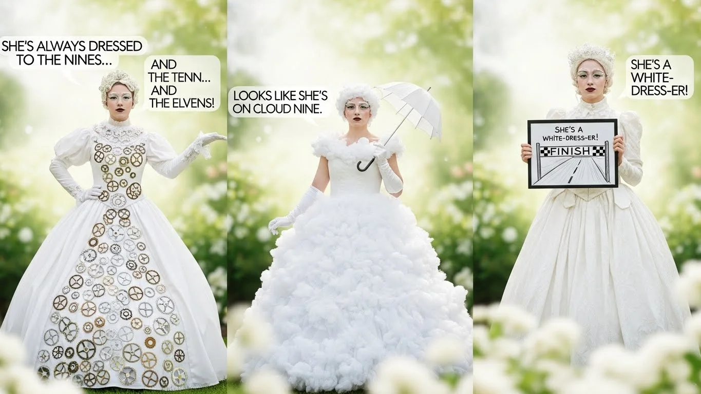 Wedding white dress puns