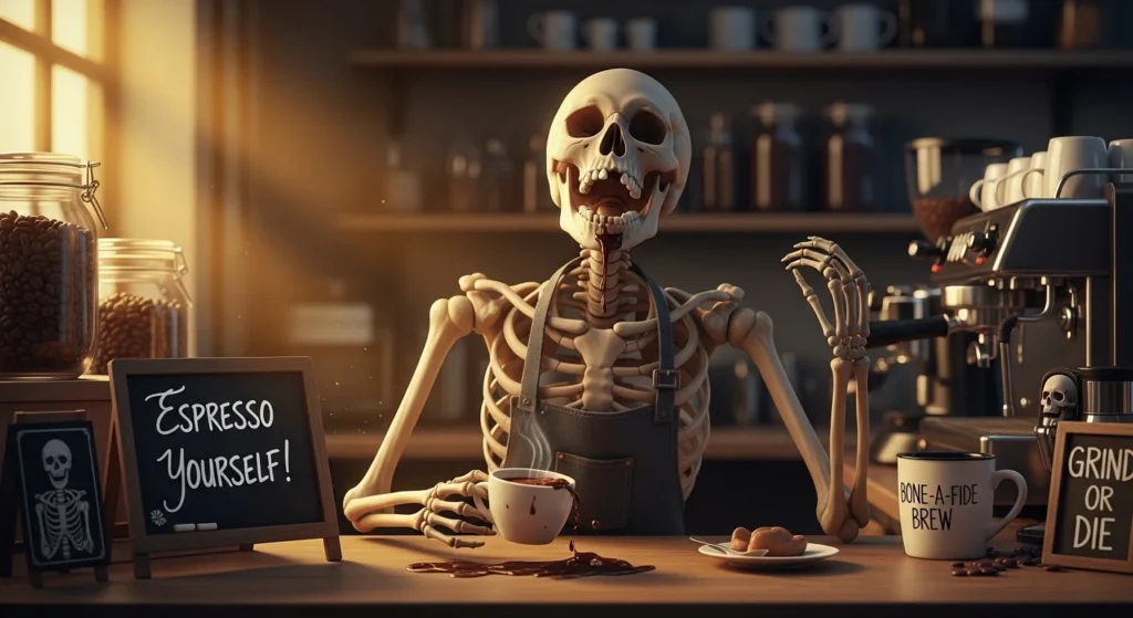 skeleton coffee puns